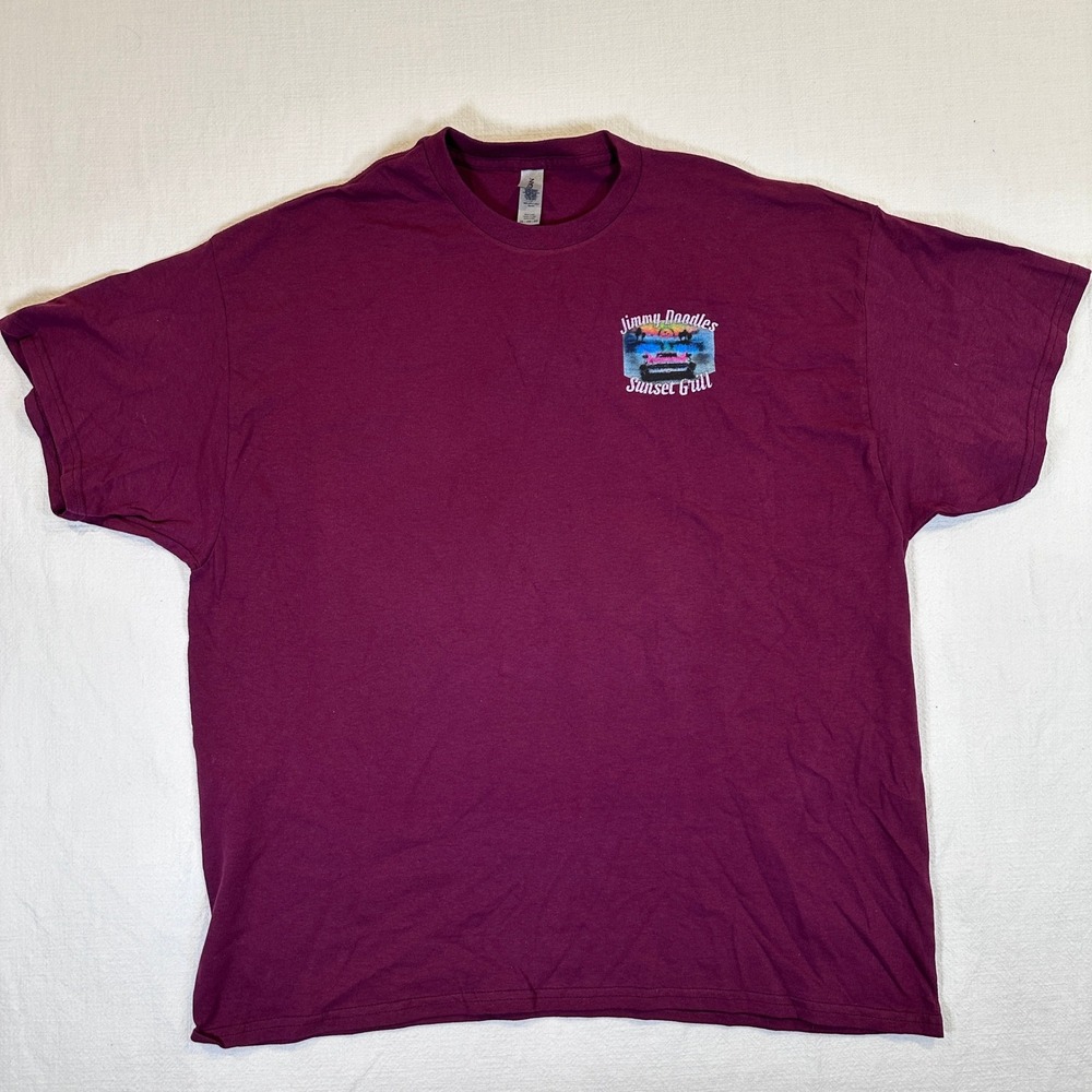 Jimmy Doodles Sunset Grill Heavy Cotton T-Shirt Maroon Mens 2XL Funny - Picture 2 of 16
